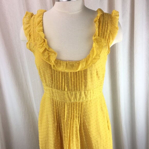 Anthropologie Moulinette Soeurs Behind the Clouds Yellow Swiss Dot Dress Size 4 - Picture 14 of 14